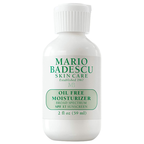 Mario Badescu Oil Free Moisturizer SPF 17|30 for Combination, Oily & Sensitive Skin | Lightweight, Creamy Formula with Green Tea & Aloe Vera | 2 Fl Oz