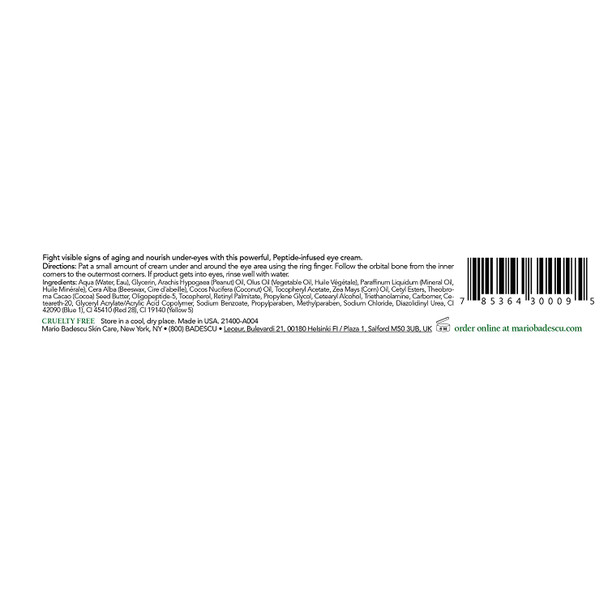 Mario Badescu Dermonectin Eye Cream for All Skin Types |Eye Cream for Brighter Looking Eyes |Formulated with Peptides & Cocoa Butter| 0.5 OZ (Pack of 1)