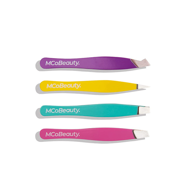 MCoBeauty Perfect Tweezers Set - Designed To Target All Types Of Hair - Perfectly Sized For Handbag, Desk Or Home - Ensures Correct And Easy Removal - Suitable For Use On Face And Body - 4 Pc