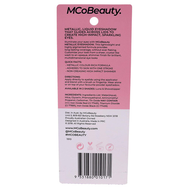 MCoBeauty Metallic Eyeshadow Long Lasting Liquid - Easily Blendable - Highly Pigmented - Foolproof Formula - Gloss Finish - For Brilliant, And Multidimensional Eye Looks - Luna - 0.27 Oz