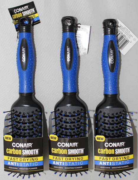 Conair Carbon Smooth Vent Brush, One Size, Black and Blue