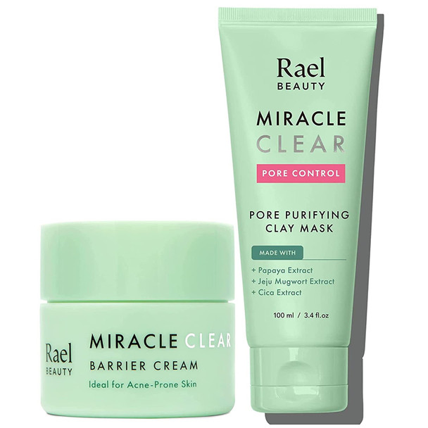 Rael Miracle Bundle - Miracle Clear Barrier Cream (1.8 oz) & Miracle Clear Pore Control Clay Mask (3.4 fl. oz)