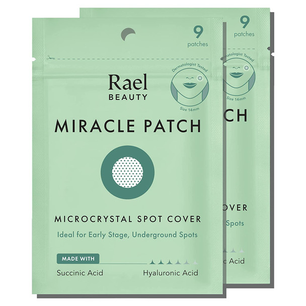 Rael Miracle Microcrystal Spot Cover - Hydrocolloid, Acne Pimple Spot Patches with Tea Tree Oil, Early Stage (18 Count)