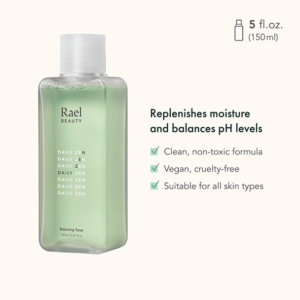 Rael Natural Balancing Facial Toner - Gentle Alcohol-Free Toner with Soothing Vitamin B5, pH-Balanced Toner for Face, Clean Ingredients for All Skin Types, Vegan Natural Skincare (5.07oz, 150ml) Rael Natural Balancing Facial Toner - Gentle Alcohol-Free Toner with Soothing Vitamin B5, pH-Balanced Toner for Face, Clean Ingredients for All Skin Types, Vegan Natural Skincare (5.07oz, 150ml)