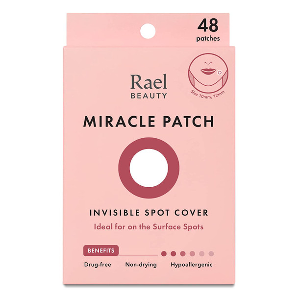 Rael Miracle Invisible Spot Cover - Hydrocolloid, Acne Pimple Absorbing Cover, Blemish Spot, Skin Care, Facial Stickers, 2 Sizes (48 Count)