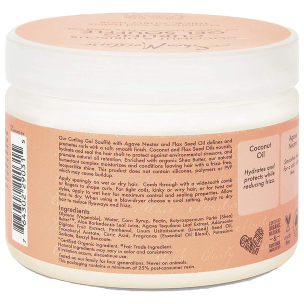 SheaMoisture Curling Gel Souffle for Thick, Curly Hair Coconut and Hibiscus to Moisturize and Protect Hair 12 oz