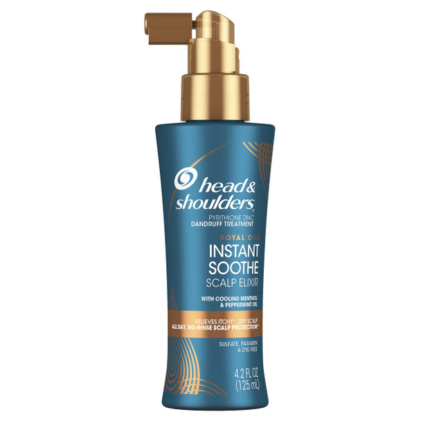 Head and Shoulders Scalp Elixir Treatment, Instant Soothe, Anti Dandruff, Royal Oils Collection with Cooling Menthol and Peppermint oil, 4.2 fl oz