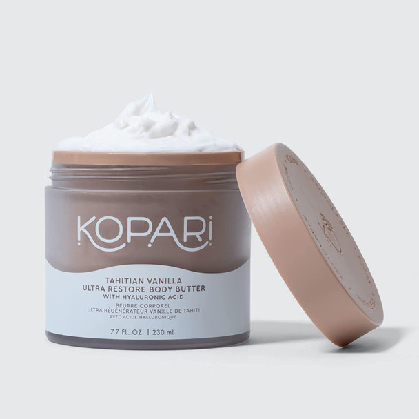 Kopari Tahitian Vanilla Ultra Body Butter | Hyaluronic Acid, Antioxidants, Omegas, and Fatty Acids to Hydrate and Retain Moisture | Sweet Tahitian Vanilla Scent with Notes of Butter and Cream | Vegan and Cruelty Free | 7.7 Oz