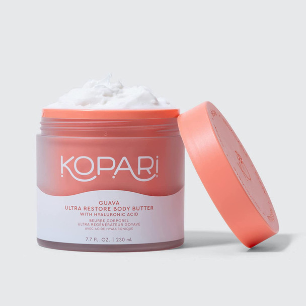 Kopari Guava Ultra Body Butter | Hyaluronic Acid, Antioxidants, Omegas, and Fatty Acids to Hydrate and Retain Moisture | Sweet Tropical Guava Scent | Vegan and Cruelty Free | 7.7 Oz