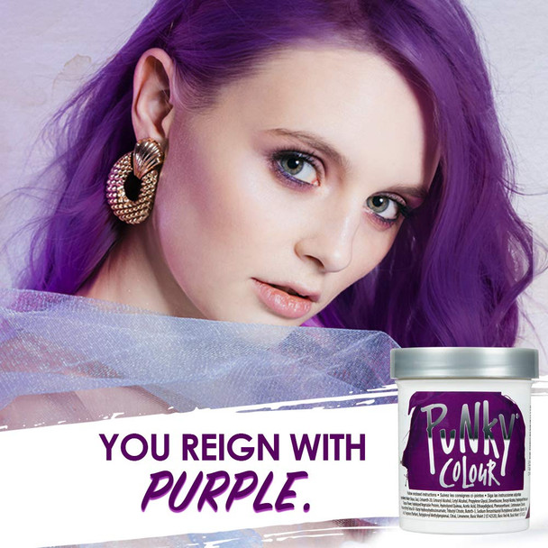 Punky Purple Semi Permanent Conditioning Hair Color NonDamaging Hair Dye Vegan PPD and Paraben Free Transforms to Vibrant Hair Color Easy To Use and Apply Hair Tint lasts up to 35 washes 3.5oz