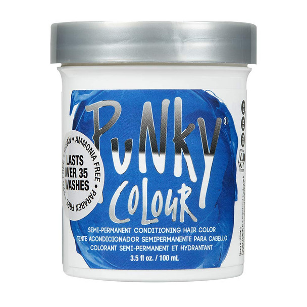 Punky Atlantic Blue Semi Permanent Conditioning Hair Color Vegan PPD and Paraben Free lasts up to 35 washes 3.5oz
