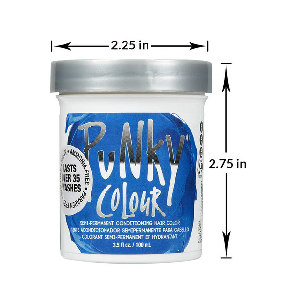 Punky Atlantic Blue Semi Permanent Conditioning Hair Color Vegan PPD and Paraben Free lasts up to 35 washes 3.5oz