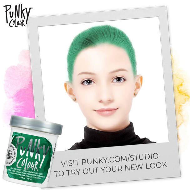 Punky Alpine Green Semi Permanent Conditioning Hair Color NonDamaging Hair Dye Vegan PPD and Paraben Free Transforms to Vibrant Hair Color Easy To Use and Apply Hair Tint lasts up to 35 washes 3.5oz
