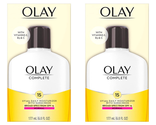 Face Moisturizer by Olay Complete Lotion All Day Moisturizer with SPF 15 for Normal Skin, 6 Fl Oz (Pack of 2)