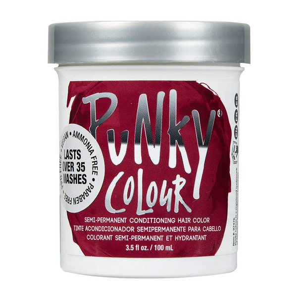 Punky Red Wine Semi Permanent Conditioning Hair Color NonDamaging Hair Dye Vegan PPD and Paraben Free Transforms to Vibrant Hair Color Easy To Use and Apply Hair Tint lasts up to 35 washes 3.5oz