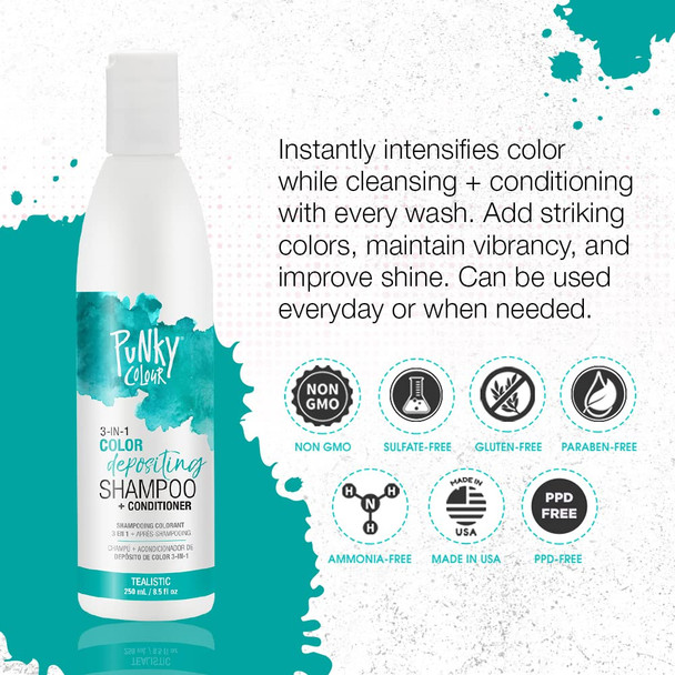 Punky Colour 3in1 Color Depositing Hair Cleanser  Conditioner 8.5 fl oz. Tealistic