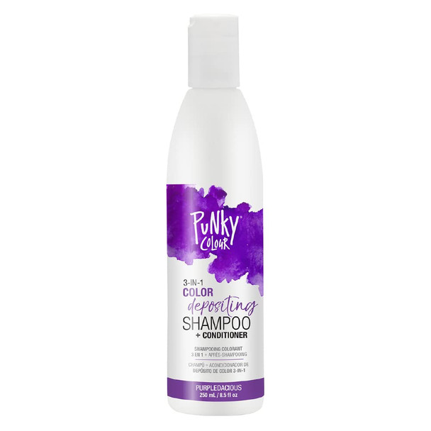 Punky Colour Purpledacious 3in1 Color Depositing Hair Cleanser  Conditioner with Shea Butter and Pro Vitamin B that helps Nourish and Strengthen Hair 8.5 fl oz.