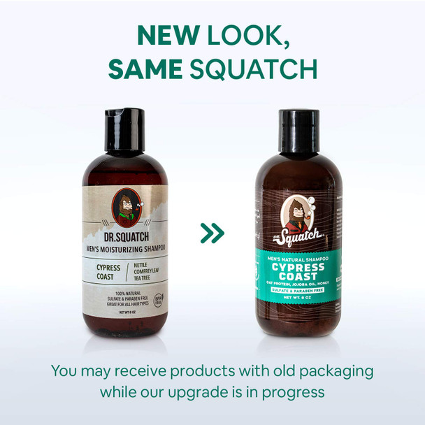 Dr. Squatch Cypress Coast Shampoo for Men - Keep Hair Looking Full, Healthy, Hydrated - Naturally Sourced and Moisturizing Men's Shampoo