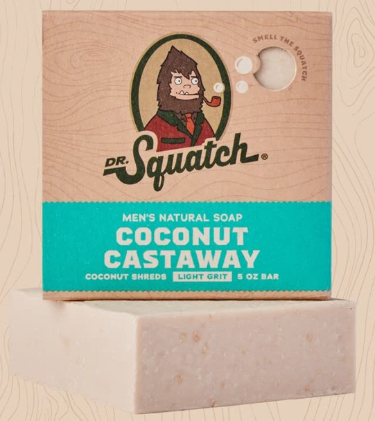 Dr. Squatch All Natural Bar Soap for Men with Light Grit, Coconut Castaway