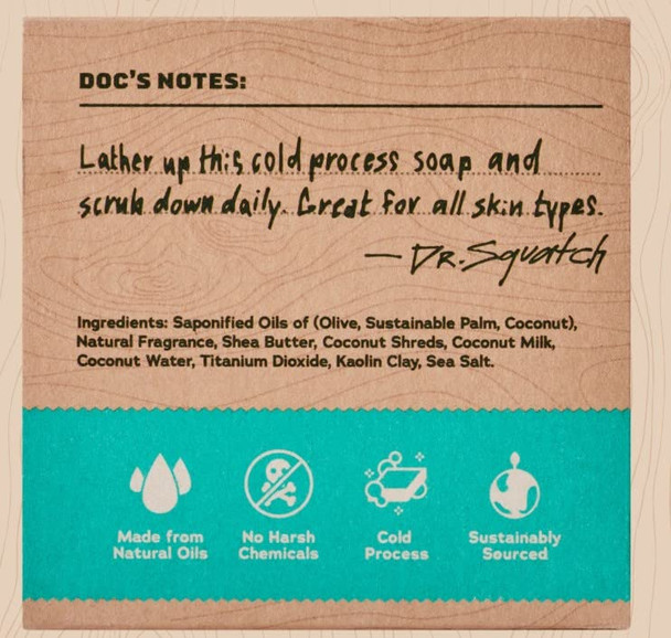 Dr. Squatch All Natural Bar Soap for Men with Light Grit, Coconut Castaway