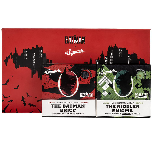 Dr. Squatch Soap The Batman Collection - Men's Natural Bar Soap - 2 Bar Soap Bundle and Collector's Box - Dr. Squatch Batman Soap for Men