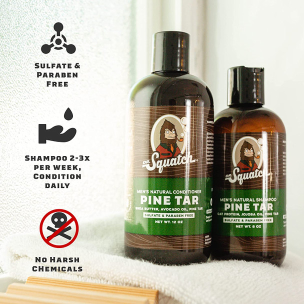 Dr. Squatch Men's Bar Soap FOREST Expanded Pack: Men's Natural Bar Soap: Pine Tar Bar Soap, Wood Barrel Bourbon, Birchwood Breeze, Cedar Citrus, and Pine Tar Hair Care Shampoo and Conditioner