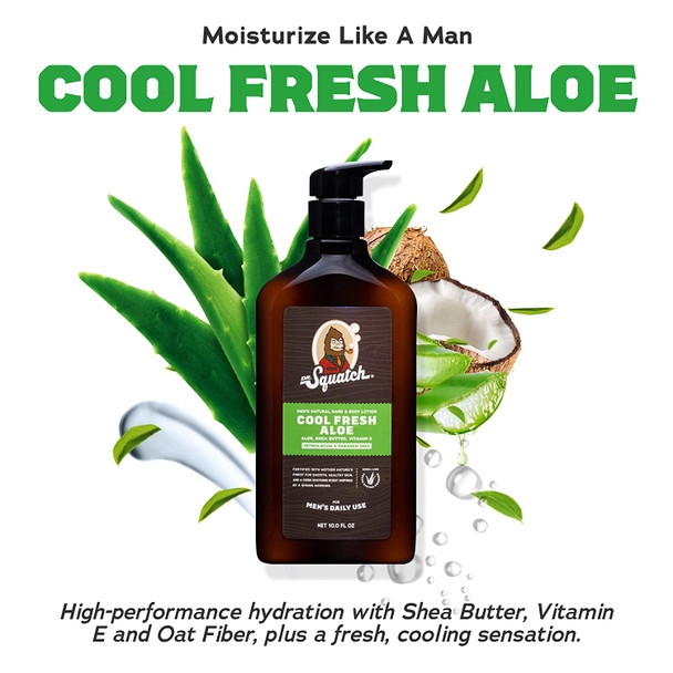 Men's Natural Lotion by Dr. Squatch - Non-Greasy Men's Lotion - 24-hour moisturization hand and body lotion - Made with Shea Butter, Coconut Oil, and Vitamin E - Pine Tar and Cool Fresh Aloe (2 Pack)