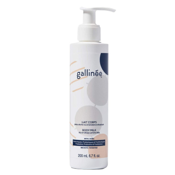 Gallinee Body Milk Natural Hydrating Triple Biotic Complex Body Cream with Lactic Acid, 200ml / 6.7 Fl oz.