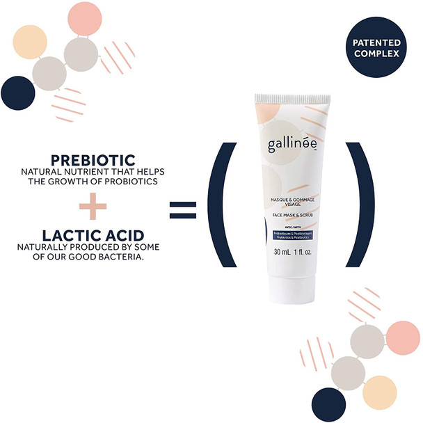 Gallinee Foaming Facial Cleanser & Face Mask with Scrub  Natural & Purifying Prebiotic Face Wash and Exfoliating Twin Action Facial Mask & Scrub With Lactic Acid, 120ml & 30ml