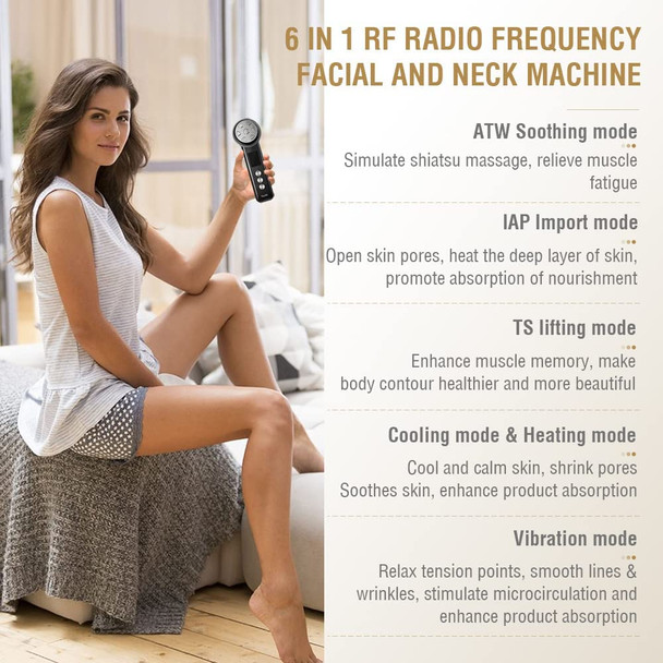 RF Radio Frequency Machine | Face and Neck Firming | Defying Puffiness | Promote Absobtion | Reduce Fine Lines | Facial Toning | Heat and Cold | Vibration | Facial Sculpting Wand High Frequency