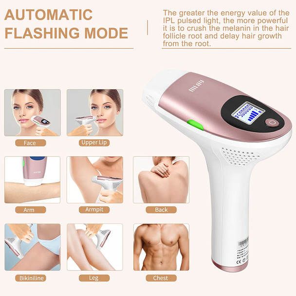 Mlay at-Home IPL Hair Removal for Women and Men Permanent Hair Removal 500,000 Flashes Painless Hair Remover on Armpits Back Legs Arms Face Bikini Line (Hair Removal Device)