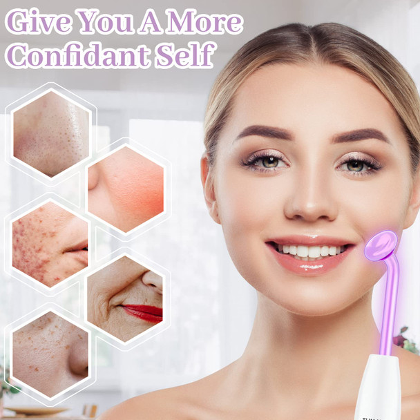 High Frequency Facial Wand - TUMAKOU Violet Portable Handheld High Frequency Facial Skin Machine Device for Face - with 4 Purple Tubes