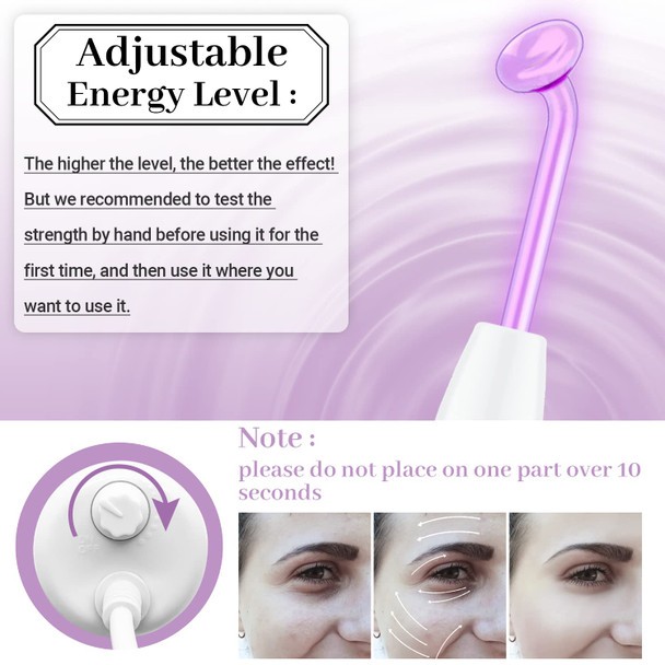 High Frequency Facial Wand - TUMAKOU Violet Portable Handheld High Frequency Facial Skin Machine Device for Face - with 4 Purple Tubes