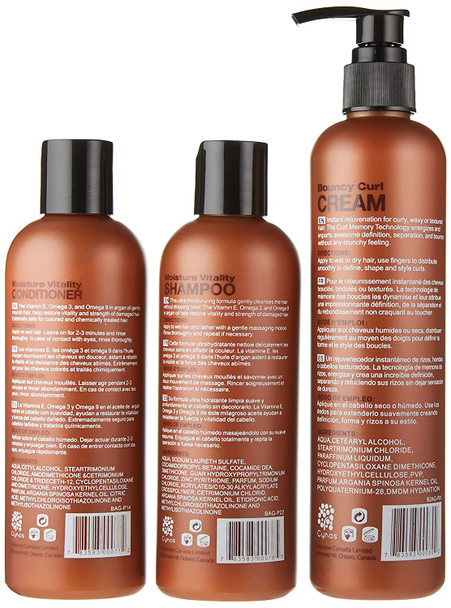 Thairapy Pure Moroccan Argan Oil Wash & Go Bundle-Shampoo, Conditioner, and Bouncy Curl Cream