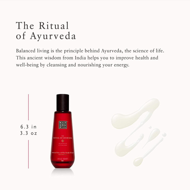 RITUALS Ayurveda Dry Vata Oil for Body and  Hair  Hair Oil and  Body Oil with Indian Rose Sweet Almond Oil Sunflower Oil Moringa and  Coconut Oil  3.3 Fl Oz