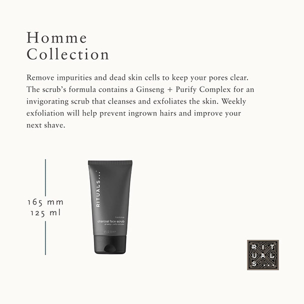 RITUALS Homme Charcoal Face Scrub - Purifying Scrub with Ginseng & Purify Complex - 4.2 Fl Oz