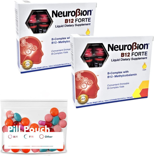 Pack Neurobion B12 Forte 2 Box 10 Vials x 10 ml + Homestuff Pill Pouches Clear Resealable