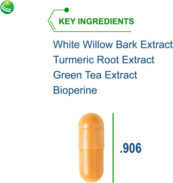 Nutra BioGenesis - White Willow Plus - White Willow Bark Extract, Caffeine, Curcumin and BioPerine to Help Support Body's Normal Response - Gluten Free, Vegan, Non-GMO - 60 Capsules