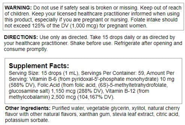 Nutra BioGenesis - Methyl Factors - B12 and Methyl Folate to Help Support Brain and Cardiovascular Health - Berry Flavor - 2 Ounce