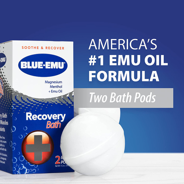 Blue-Emu Recovery Bath Pods Sore Muscles and Joints w/Magnesium, Peppermint Oil & Emu Oil, 2 Pack