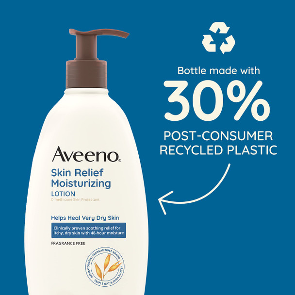 Aveeno Skin Relief 24-Hour Moisturizing Lotion For Sensitive Skin With Natural Shea Butter & Triple Oat Complex, Unscented Therapeutic Lotion For Extra Dry, Itchy Skin, 33 Fl. Oz