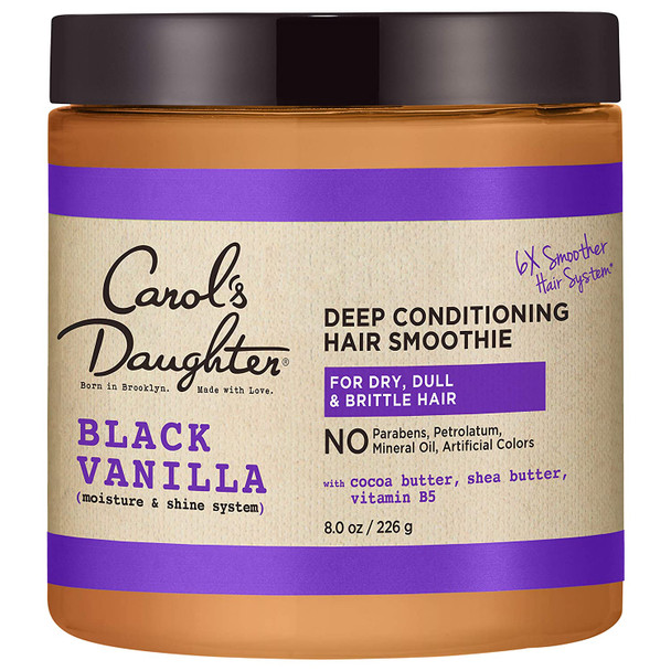 Carol's Daughter Black Vanilla Moisture and Shine Hair Smoothie For Dry Hair and Dull Hair, with Shea Butter, Cocoa Butter and Vitamin B5, Paraben Free Hair Treatment, 8 oz (Packaging May Vary)