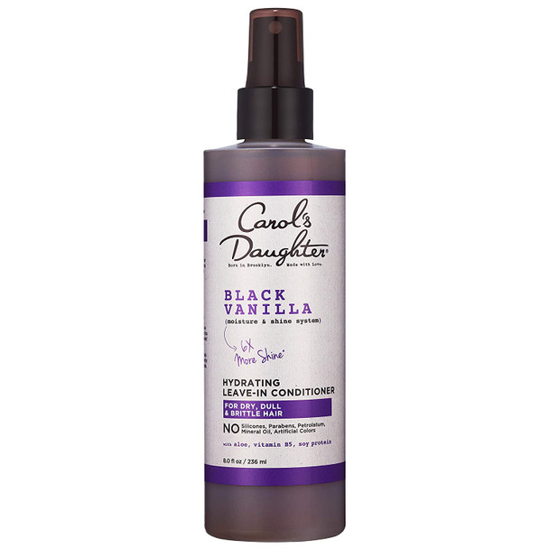 Carols Daughter Black Vanilla Leave In Conditioner Spray for Curly, Wavy, Natural Hair, Adds Moisture & Shine to Dry, Damaged Hair- Made with Castor Oil, Rosemary and Aloe for Hydration, 8 fl oz