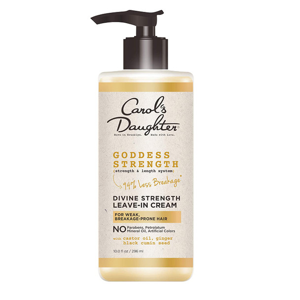 Carols Daughter Goddess Strength Leave In Conditioner with Castor Oil for Curly, Wavy, Natural Hair, Anti-breakage Treatment and Detangler, Add Moisture to Dry, Damaged Hair, 10 fl oz