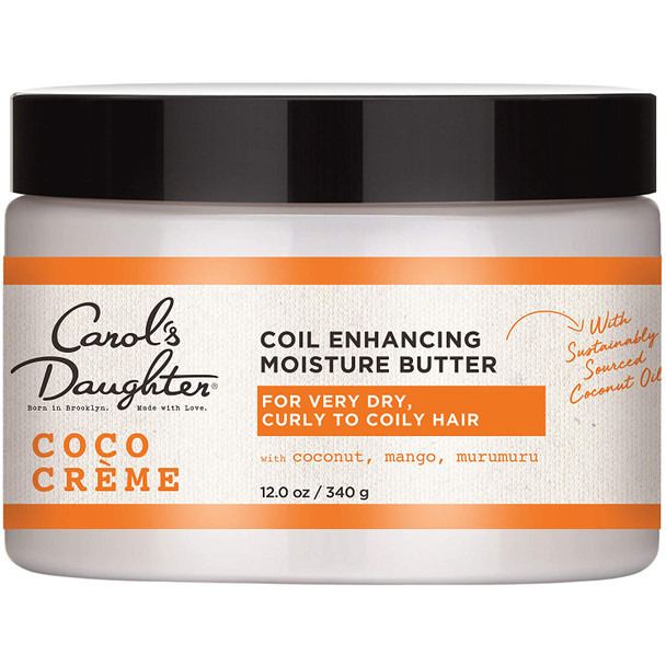 Carols Daughter Coco Creme Coil Enhancing Moisture Butter for Very Dry Hair, with Coconut Oil and Mango Butter, Paraben Free and Silicone Free Butter for Curly Hair, 12 oz