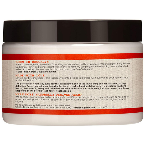Carols Daughter Hair Milk Curl Defining Butter for Curls and Coils, with Agave, Avocado Oil and Honey, Silicone Free and Paraben Free Butter for Curly Hair, 12 oz