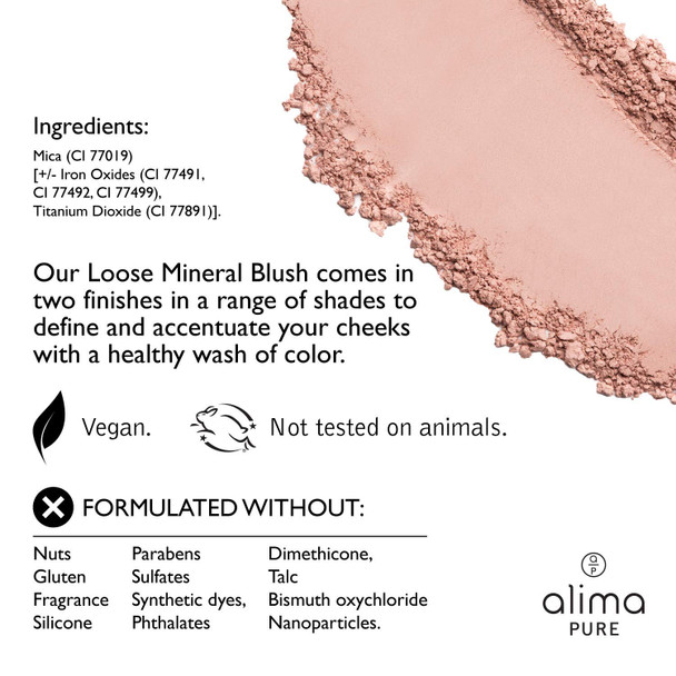 Alima Pure Loose Mineral Blush, Powder Blush Makeup, Cheek Tint Face Blushes with Satin Matte Finish, Pink Blush Makeup, Talc Free Blush, Natural Blush for cheeks Vegan Blush .15 oz/ 4.5 g