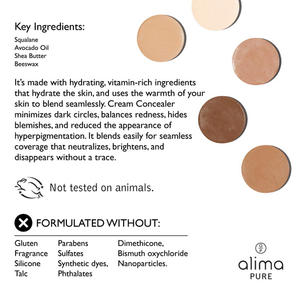Alima Pure Cream Concealer Refill - Full Coverage Concealer - Color Corrector (0.08 oz/ 2.5 g) | Pearl