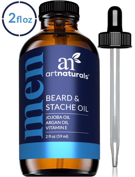 ArtNaturals Organic Beard Oil Conditioner for Men - 100% Pure Unscented - Beard and Mustache Growth w/ Argan & Jojoba Oil - Softens Your Beard, Stops Itching and Treats Acne (2 Fl Oz / 60ml)