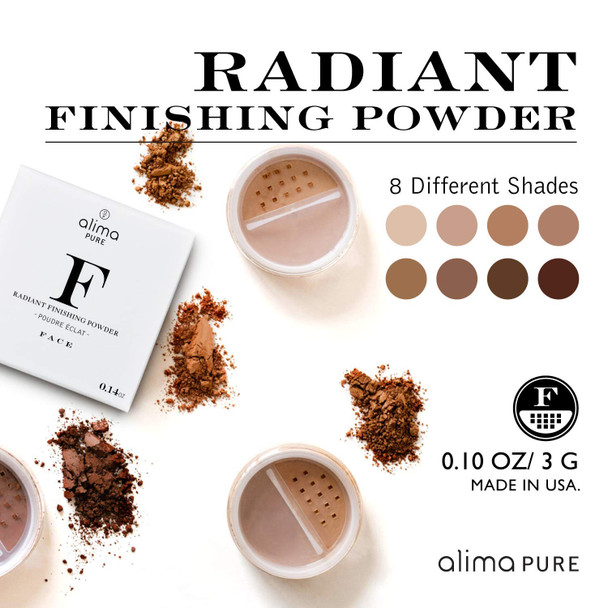 Alima Pure Radiant Finishing Powder - Loose Setting Powder Makeup - A fusion of Highlighter and Translucent Loose Finishing Powder (0.10 oz/ 3 g) | Olympia